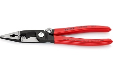 Электромонтажные клещи Knipex 6-в-1, 200 мм, защелка-&quot;собачка&quot;, черные, 1К ручки, KN-1391200SB