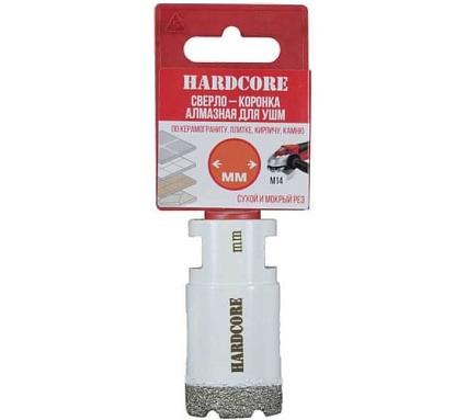 Коронка алмазная Hardcore по керамограниту для УШМ 32 мм, М14 155032