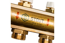 Распределительный коллектор из латуни без расходомеров 12 вых. STOUT SMB 0468 000012