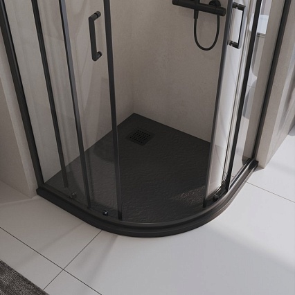 Поддон для душа BelBagno TRAY-MR-UNO-R-90-550-35-NERO-NO 90x90 черный, накладка черный
