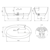 Ванна из литьевого мрамора Salini Alda Nuova S-Stone 101911SM 178x92, белый матовый