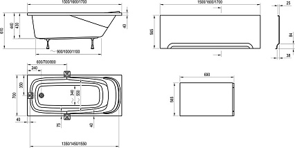 Акриловая ванна Ravak Vanda ll 160x70 см CP11000000