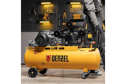 Воздушный компрессор с ременным приводом Denzel BCW3000-T/100, 3,0 кВт, 100 литров, 520 л/мин 58118