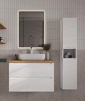 Мебель для ванной ЗОВ Дион 80 см со столешницей, белый матовый