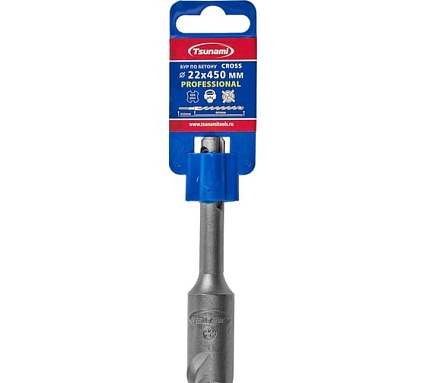 Бур по бетону Tsunami PROFESSIONAL Cross 22х450/400 мм, SDS-plus T10610300022450