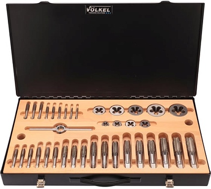 Набор метчиков и плашек VOLKEL UNC 1/4-1,0 HSS-G 44пр V48053