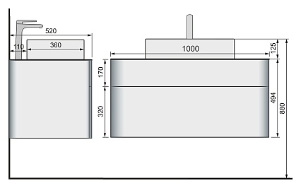 Тумба с раковиной Raval Pure 100 см белый