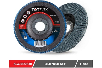 Круг лепестковый торцевой AGGRESSOR 2 (125x22 мм; Z; P40) TOTFLEX 4631148128019