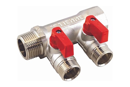 Коллектор с шаровыми кранами Tiemme арт.1822REDN 3/4" T3-1/2"x16 (кр.ручки) никел 1820038