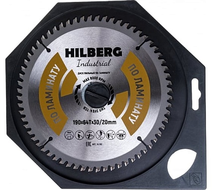 Диск пильный Industrial Ламинат (190x30/20 мм; 64Т) Hilberg HL190