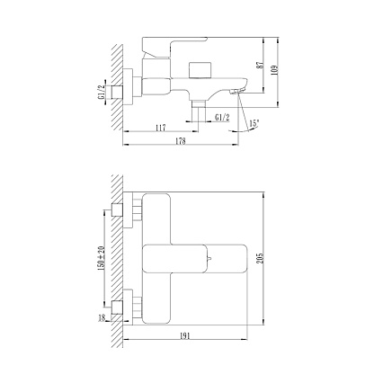 Смеситель для ванны Iddis Brick BRISB02i02