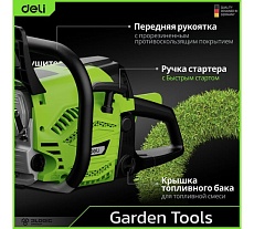 Бензопила цепная Deli (2300Вт/ 3,1 л.с, шина 45см, двигатель 45 см3) DE-LJ18-1 145422
