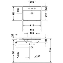 Раковина Duravit P3 Comforts 65 см 2332650000