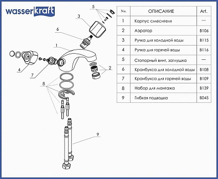 Смеситель для раковины WasserKRAFT Amper 2903