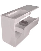 Мебель для ванной Style Line Даллас Люкс Plus 140 см L напольная, 3 ящика, белый глянец