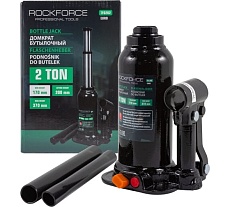 Бутылочный двухштоковый домкрат Rockforce 2 т, с клапаном, 170-370 мм, ход штока 160 мм RF-TF0202(BR)(Euro)