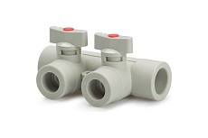 Коллектор с шаровыми кранами Lammin ppr 25x2 35/1 серый Lm31081002025G