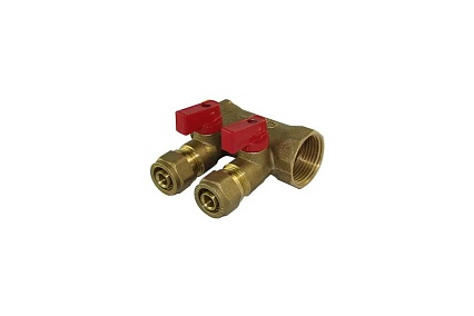 Коллектор с шаровыми кранами SMT 3/4х16х2, 2 выхода 1822Н051602