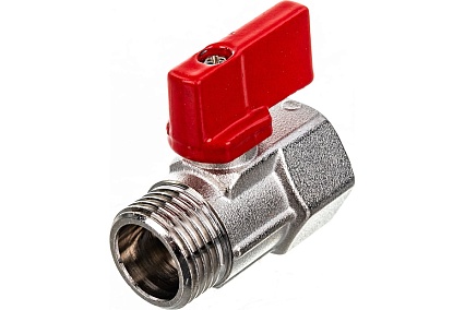 Шаровой кран Uni-Fitt мини, НВ 1/2", флажок, красный, металл 121N2000