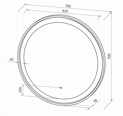 Зеркало Континент Planet Black LED 70x70 см с подсветкой ЗЛП1188