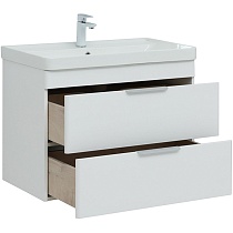 Мебель для ванной Aquanet Ирис new 80 см, 2 ящика, белый глянец