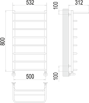 Полотенцесушитель водяной Terminus Полка П8 500x800, 4670078530295