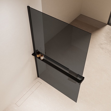 Душевая перегородка Vincea Walk-In VSW-1HR100CGB 100x200 черный матовый, тонированное