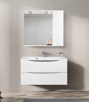 Зеркальный шкаф BelBagno MARINO-SPC-900/750-1A-BL-P-R 90 см, правосторонний, Bianco Lucido