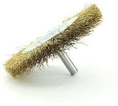 Щетка дисковая EuroBrush Д75х10мм, c хв-м д6х30мм, ворс гофр латунь 0.2мм, до 15000 об/мин, на дрель 13-087 EB-D75BB1