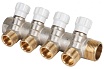 Коллектор MVI латунный с регулирующими вентилями 1"x3/4"x4 выхода MM.404.0605