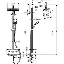 Душевая стойка Hansgrohe Croma E Showerpipe 280 1jet 27630000 с термостатом