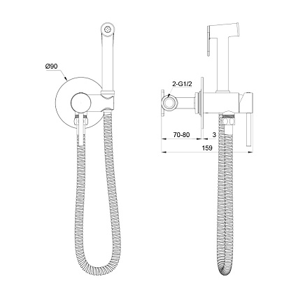 Смеситель Oliveeka Y-Line OL-829902-BN с гигиеническим душем, никель матовый