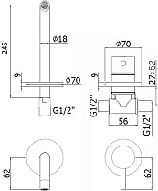 Смеситель для раковины Paffoni Light LIG007NO70 черный матовый (24,5 мм)