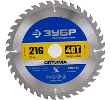 Диск пильный по дереву Зубр Оптима 216x30 мм, 40Т 36903-216-30-40_z01
