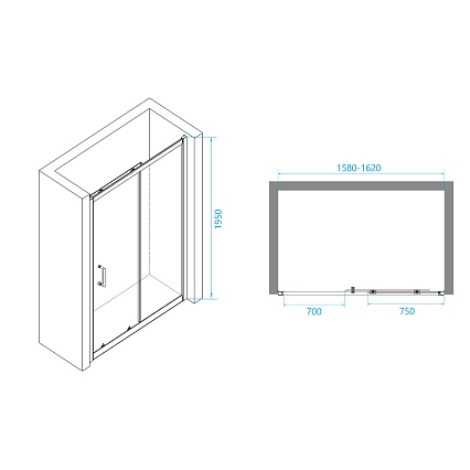 Душевая дверь RGW Passage PA-14B 160x195, прозрачное стекло, черный