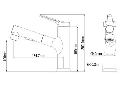 Смеситель для раковины Wonzon&Woghand WW-A40862-BG выдвижной излив, брашированное золото