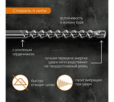 Бур по бетону для перфоратора SDS-max, 12x340 мм, Quadro-X RAGE by VIRA 571633