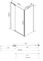 Душевой уголок Vincea Extra VSR-1E 80/90x100 хром, прозрачный