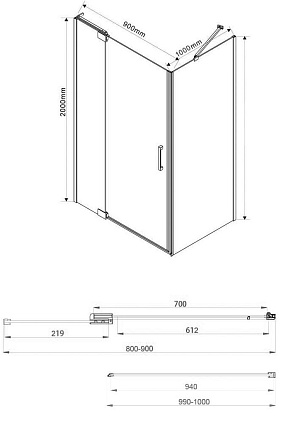 Душевой уголок Vincea Extra VSR-1E 80/90x100 хром, прозрачный