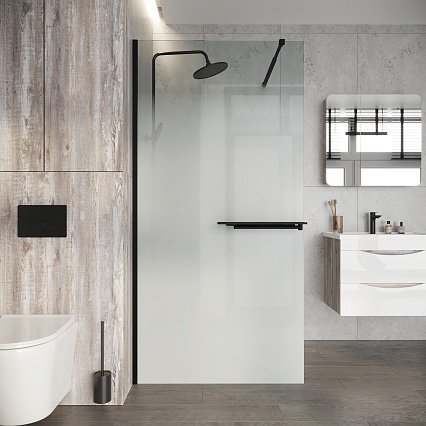 Душевая перегородка Niagara Nova NG-582-10BLACK 100x200 белый градиент, профиль черный матовый