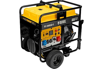 Бензиновый генератор Denzel PS-180EAD-3 18 кВт, 230/400 В, 65 л, разъём ATS, переключение режима, электростартер 946994
