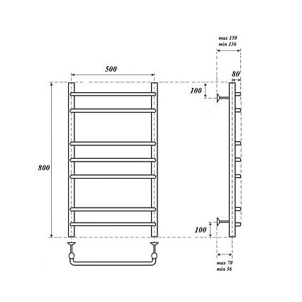 Полотенцесушитель водяной Point PN09158 П7 50x80, хром