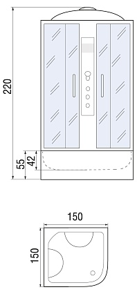 Душевая кабина River Temza 150/150/55 ТН 150x150 тонированная, 10000000742