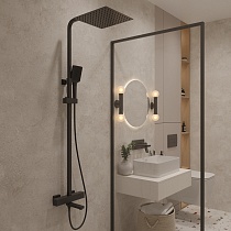 Душевая стойка Oliveeka D-Line OL-739901-MB с термостатом, черный матовый
