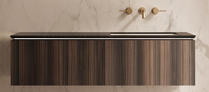 Тумба с раковиной Vincea Luxe 140 см шпон натуральный орех