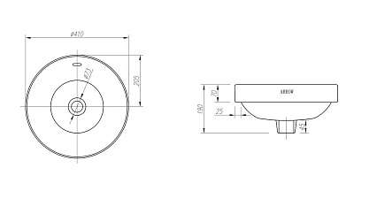 Раковина Arrow AP4305 41 см белый