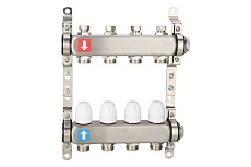 Коллектор регулируемый с запорными клапанами Gappo из нержавеющей стали, 2 заглушки, 2 кронштейна, 8-вых. x 1&quot; x 3/4&quot; G428.8