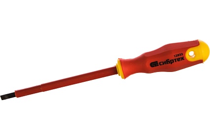 Диэлектрическая отвертка Сибртех SL5,5*125mm 12933