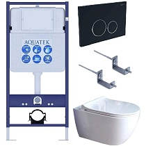Подвесной унитаз SET Aquatek Поларис-01-020 4в1, кнопка черный матовый