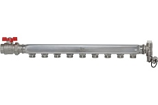 Распределительный коллектор ColSys IVR 871А 9 выходов, с шаровым краном, краном Маевского и дренажным клапаном 187111А09